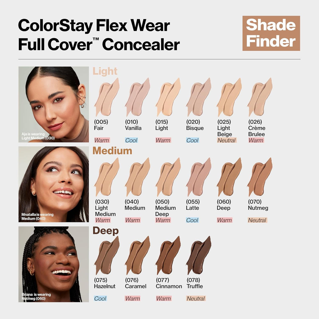 Revlon ColorStay Flex Wear Concealer – Volldeckend, Mit Hyaluronsäure, 24h Halt, 050 Medium Deep