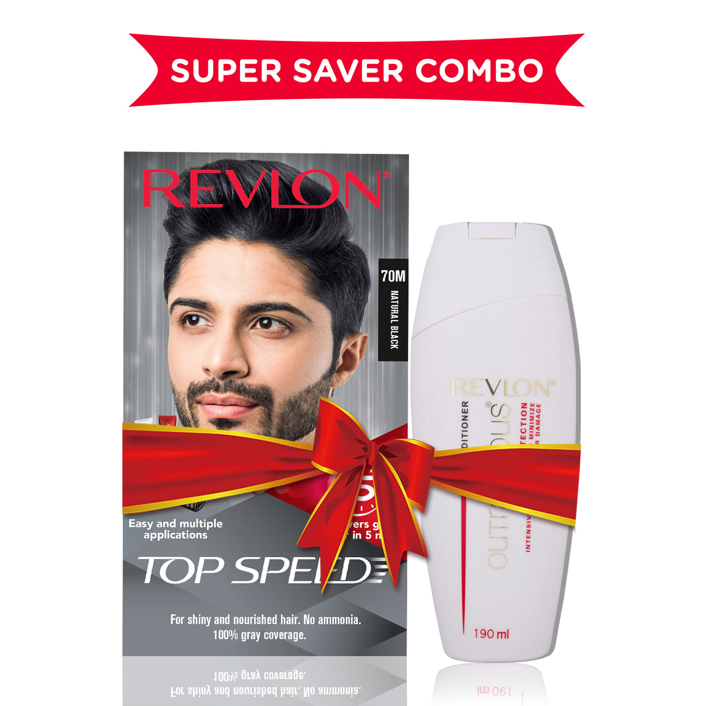 Revlon Top Speed Hair Color for Men (With Outrageous Conditioner 190 ml)