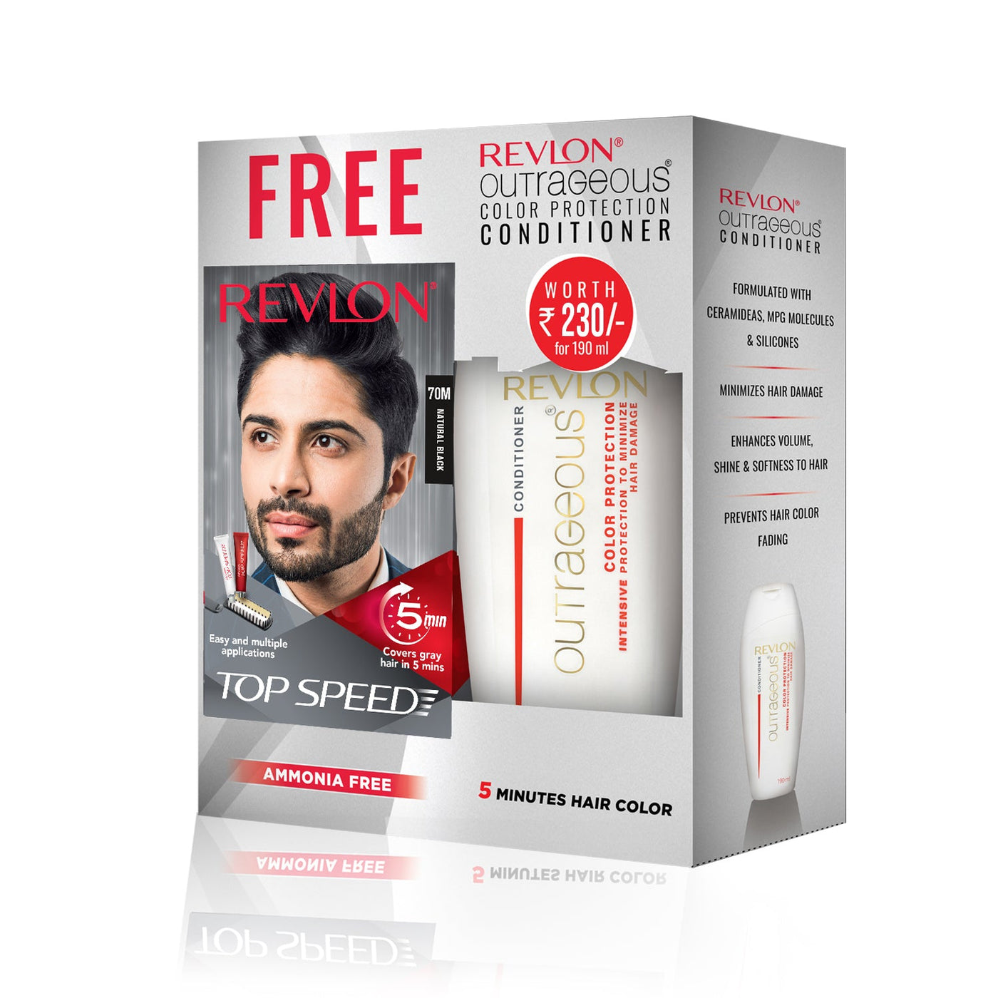 🎁 Revlon Top Speed Hair Color for Men (With Outrageous Conditioner 190 ml) (Discount)