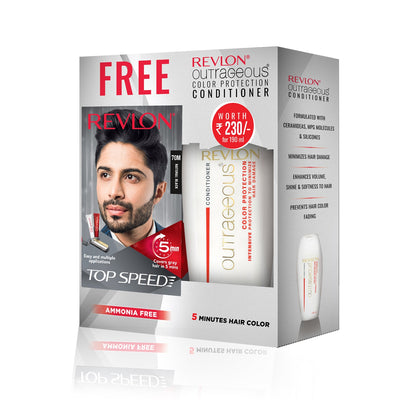 🎁 Revlon Top Speed Hair Color for Men (With Outrageous Conditioner 190 ml) (Discount)