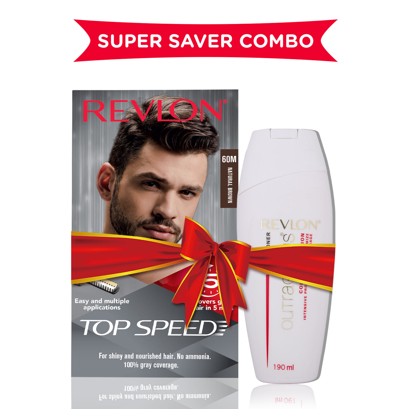 Revlon Top Speed Hair Color for Men (With Outrageous Conditioner 190 ml)