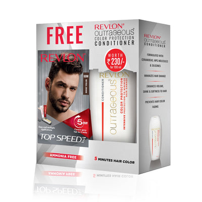 🎁 Revlon Top Speed Hair Color for Men (With Outrageous Conditioner 190 ml) (Discount)