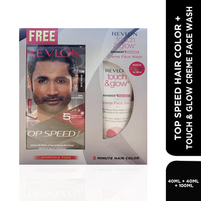 🎁 Revlon Top Speed Hair Color for Men (With Touch & Glow Creme Face Wash) (Discount)