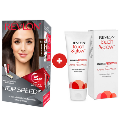 Top Speed Hair Color-Woman With Free Revlon Touch & Glow Advanced Radiance Cream Facewash