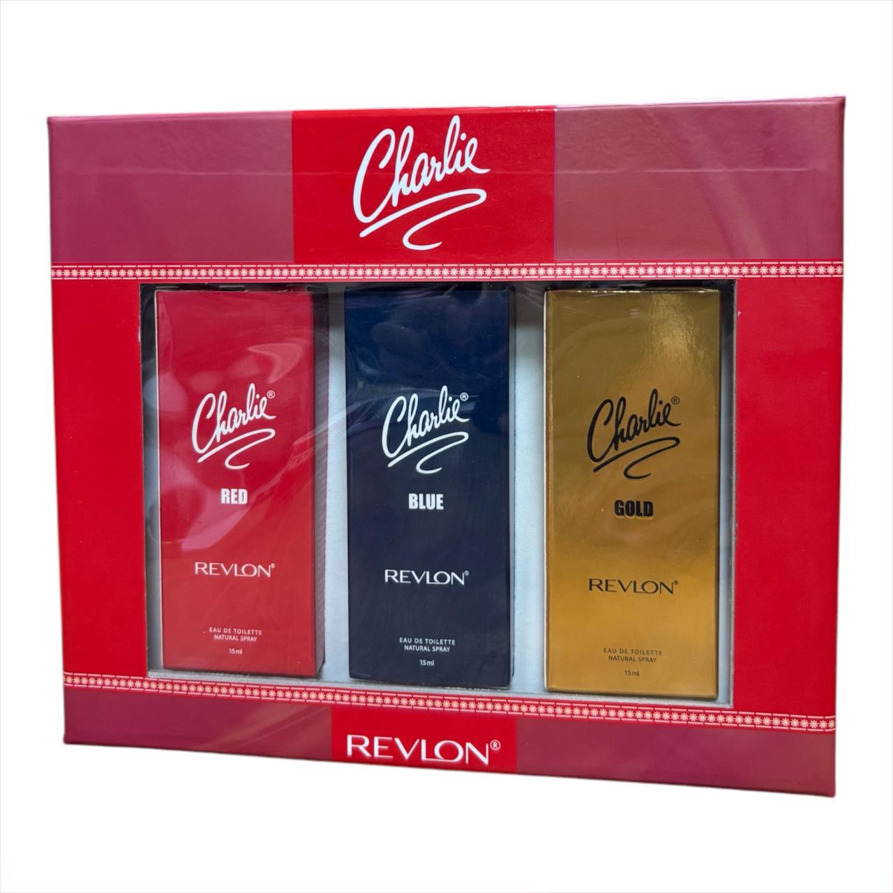 🎁 Revlon Charlie EDT Red, Gold, and Blue Combo Pack (Discount)
