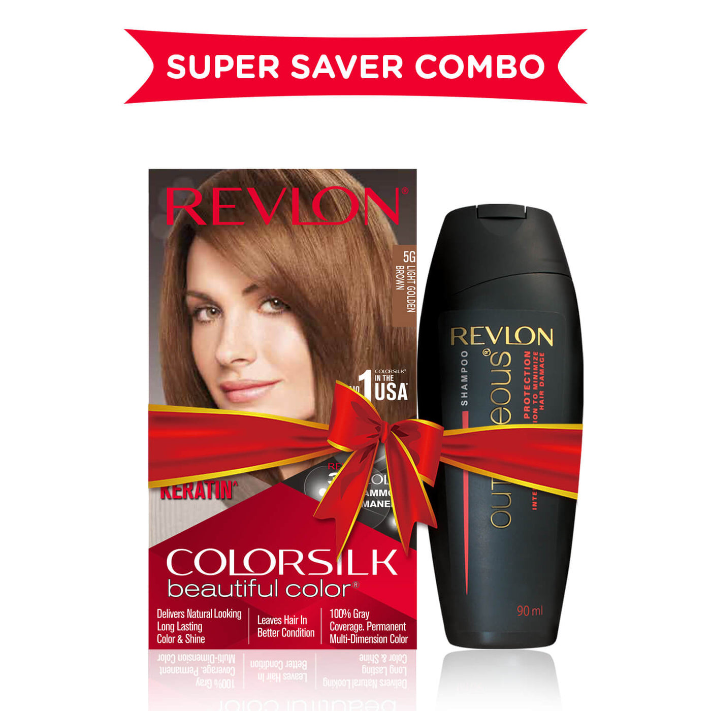 Revlon ColorSilk with Keratin (with Outrageous Shampoo 90 ml)