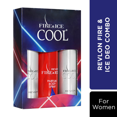 Revlon Fire & Ice Parfum Body Spray Pack Of 3 Combo (Fire & Ice Cool Parfum Body Spray + Fire & Ice Cool Parfum Body Spray + Fire & Ice Redparfum Body Spray 100 Ml